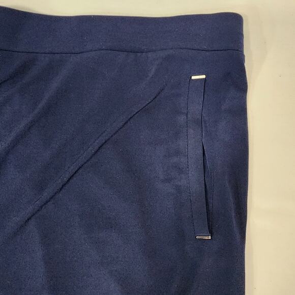 Susan Graver Womens Regular Liquid Knit Straight Leg Pants 1X Navy Blue Pull On - Picture 7 of 10